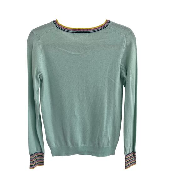 NWT Boden Marlborough Henley Sweater Mint Rainbow Stripe Wool Cashmere Womens 2 - Picture 6 of 7